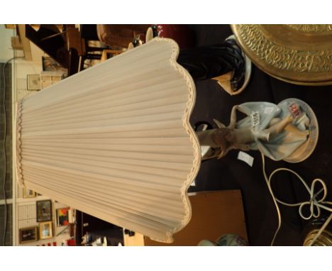 Large Lladro lamp with angel and dove support CONDITION REPORT: All electrical items in this lot have been PAT tested and hav