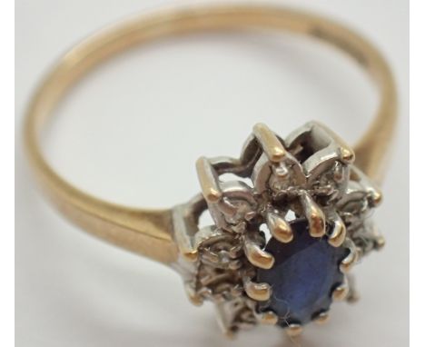 9ct gold sapphire and diamond ring size L