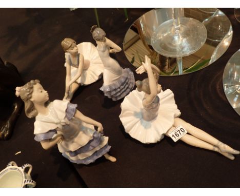 Four Nao figurines two Ballerinas and two Flamenco dancers CONDITION REPORT: All pieces appear complete and undamaged.