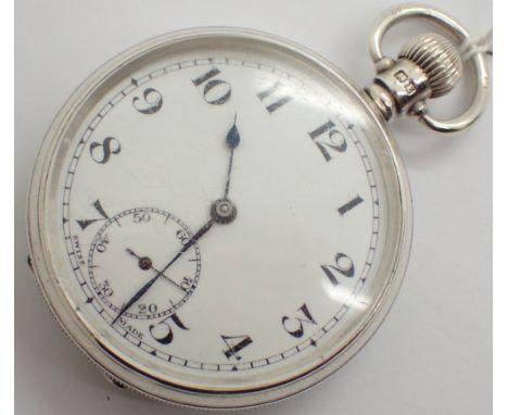 Hallmarked silver open faced crown wind pocket watch  CONDITION REPORT: This item was working at the time of lotting up. 