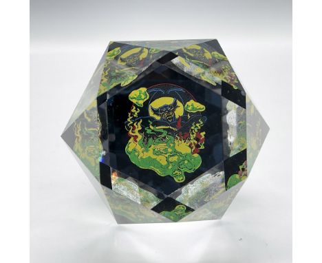Limited edition polygon Swarovski crystal is designed with a scene of Walpurgis Night (Halloween) on Bald Mountain. Arribas B