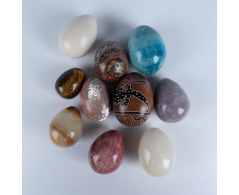 Beautiful assortment of decorative and energy polished eggs, featuring a variety of materials and designs. This assortment in