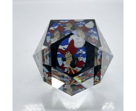 This limited-edition Swarovski polygon crystal is designed with Captain Hooks' likeness. Colored in blue, red, black and whit