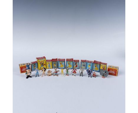 A collection of 34 hand painted plastic miniature figures representing various Disney characters. Only 17 figures includes or