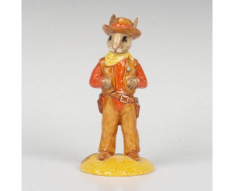 Dressed in Western clothing. Red, brown, and yellow coloration. Royal Doulton backstamp. Artist: K. CurtisIssued: 1999Dimensi