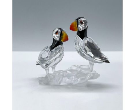 From the Feathered Beauties collection. Features two lovely birds in clear and black crystal with fire opal beaks perched on 