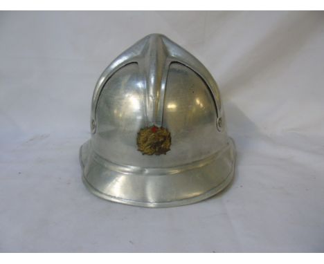 VINTAGE AULMINIUM FIREMANS HELMET COMPLETE WITH ORIGINAL LINER