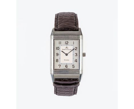 Jaeger-LeCoultre. Armbanduhr 'Reverso' Full Set. 2002. Edelstahl, Handaufzug, Ref. 250.840.862 B. Silberfarbenes Zifferblatt,