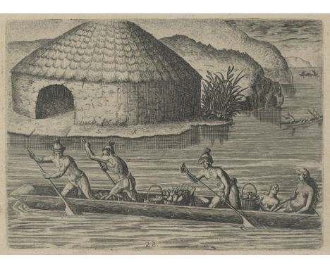 A rare and important pair of engravings from Grands Voyages, created by Jacques Le Moyne de Morgues and published by Theodor 