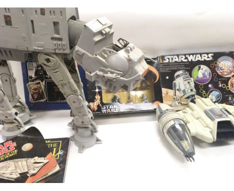 A Box Containing a Collection of Vintage Star Wars toys including a AT-AT Walker.a B-wing. X-Wing. Snowspeader. And a Boxed D