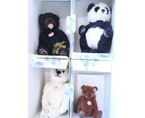 4 X Boxed Steiff bears including Panda. Ralph. Polar and Happy Grizzly. All with Certificates.(4)