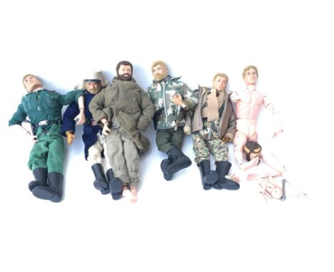 Collection of vintage action men, ideal for spares and repairs.