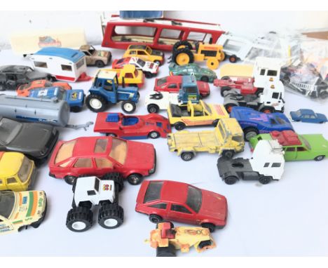A Box Containing a Collection of Playworn Vehicles including Corgi. Dinky. Burago etc.
