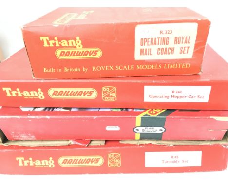A Boxed Lima Freight Terminal. A Hornby Operating Hopper set. Royal Mail set and 2 turntables.(2).