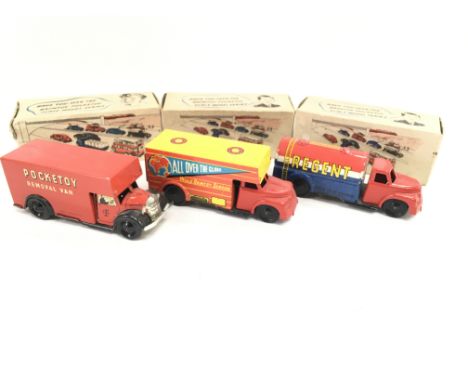 3 X Boxed Brimtoy Pocket toys. Including #506 Regent Petrol Lorry GYRO. #583 Removal Van and #9/508 Mechanical Removing Van.