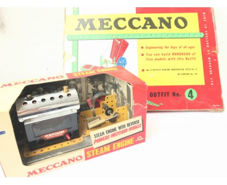 A Boxed Meccano Steam Engine and a Outfit No.4.