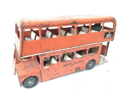 A Playworn vintage Tri-ang double decker bus.