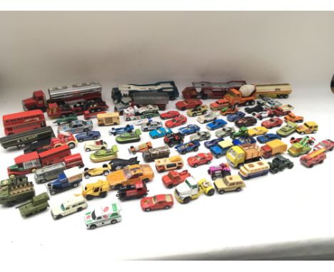 A large collection of assorted Playworn vehicles including Corgi and matchbox.