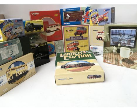 A Box Containing a Collection of Corgi Classics. Including Chipperfeilds. Buses. heavy Haulage. Etc.