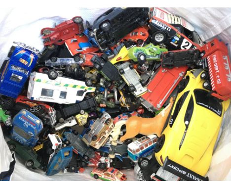 A Bag Containing a Collection of Mostly Playworn Vehicles including Corgi. Hotwheels.matchbox. Etc.