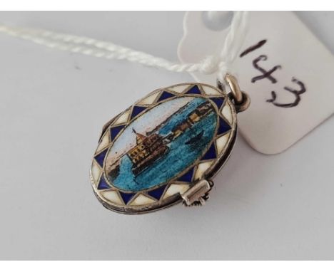 Silver &amp; enamel “Moses in the basket” opening hinged pendant to reveal Moses inside.