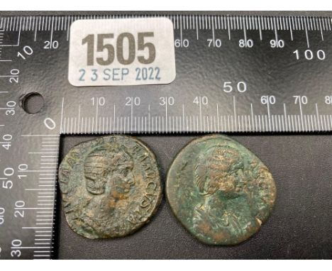 Two Roman sestertius coins