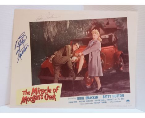 The Mirical Of Morgan Creek (Paramount 1944) seven lobby cards 11”x14” all signed by Eddie Bracken &amp; Betty Hutton film al