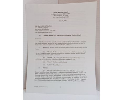 Seven page Contract for Michael Jackson 30th Anniversary Celebration The Solo Years, dated July 31st signed by Saul Hudson ak