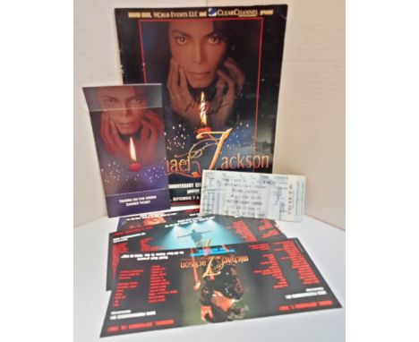 Michael Jackson Concert Programme, Unused Ticket 7th Sept, Set of Three Handbills and Tavern On The Green Imitation Unused

 