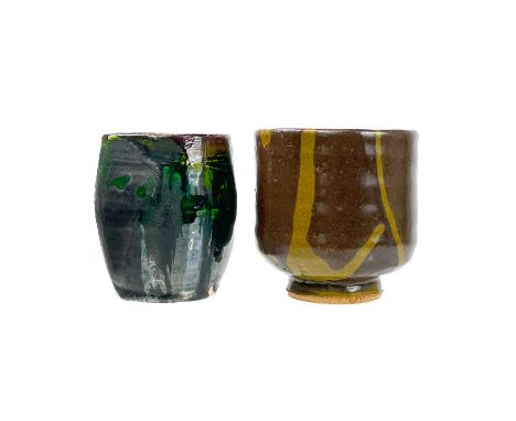 A William 'Bill' Marshall Yunomi with incised maker mark to base, height 9cm, together with one other yunomi, height 9cm.