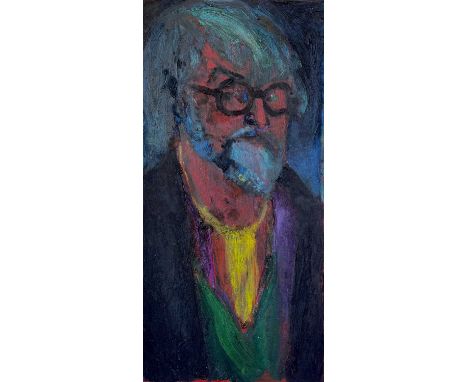 Sven BERLIN (1911-1999) Yellow Tie  Oil on board, monogrammed, inscribed and dated '69 to verso, 69 x 33.5cm.This excellent s
