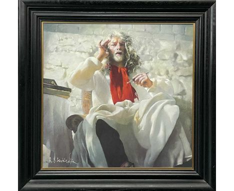 Robert Oscar LENKIEWICZ (1941-2002) Self Portrait as St Anthony Listening  Giclee print laid on board, signed and numbered 17
