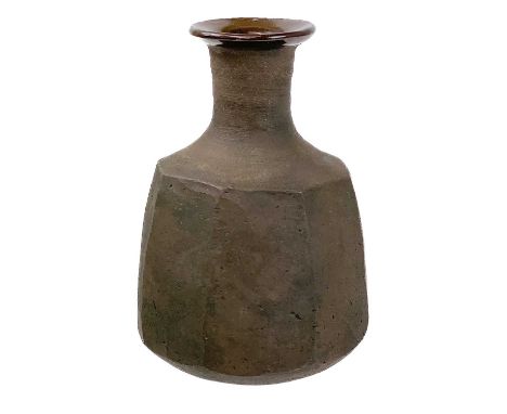 Janet LEACH (1918-1997) Cut-Sided Bottle Vase  Ceramic, impressed personal and Leach Pottery seals to base, height 15.5cm.Thi