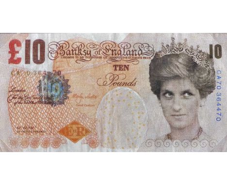 BANKSY (1974) Di Faced Tenner (2004)  Offset lithograph in colours, 7.5 x 14.5cm. Frame size 25 x 34cm.Provenance: Criterion 