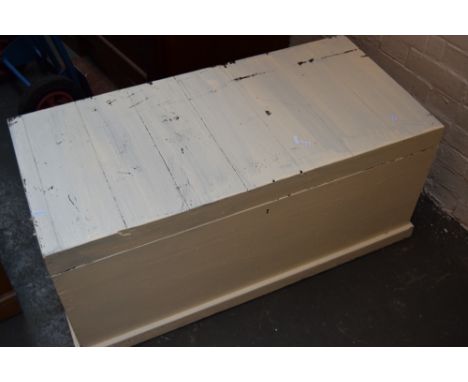 Vintage painted pine blanket box, 103cm long x 49cm deep x 45cm high