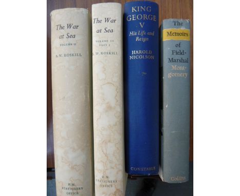 CAPTAIN S W ROSKILL: THE WAR AT SEA 1939-1945, L, HMSO 1954-1961, vol 2 1956 1st edn, vol 3 part 1 1960 1st edn both with dus
