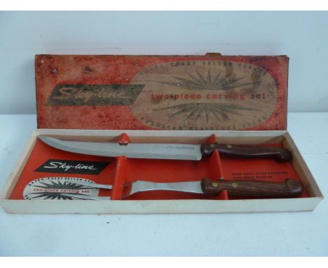 Sky-Line two piece vintage carving set, razor sharp hollow ground vanadium stainless steel in original box