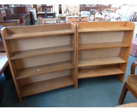 A pair of oak four shelf bookshelves, 75cmW