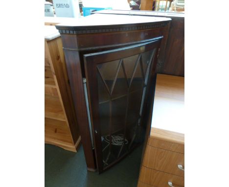 A 20th century mahogany corner cupboard, glazed door and internal light, 57cmW