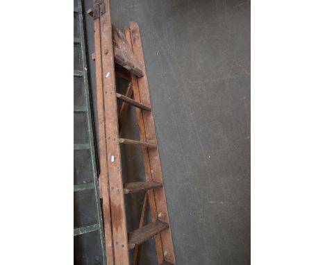 A vintage folding folding timber step ladder 6ft high