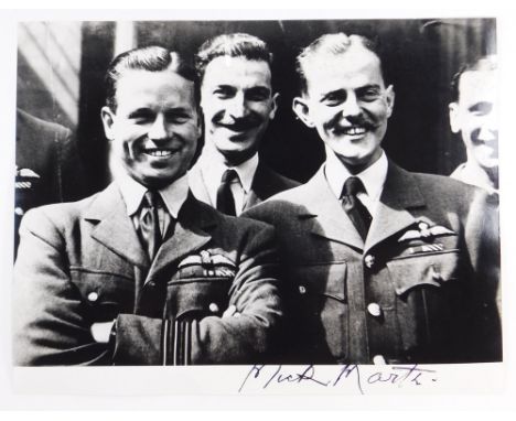 A photograph of Dambuster Air Crew Members Guy Gibson VC and Mick Martin, signed by Mick Martin.