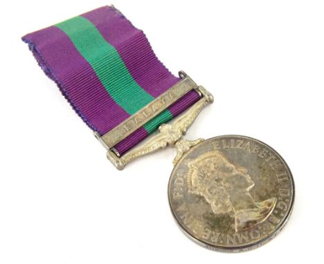 A Queen Elizabeth II general service medal, with Malaya clasp, marked 4116008 A C I I A F Walker R A F, with ribbon.