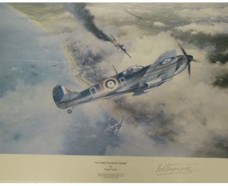 Robert Taylor.  Victory Over Dunkirk, artist signed colour print, signed in pencil by pilot Bob Stanford Tuck, plate size 31c