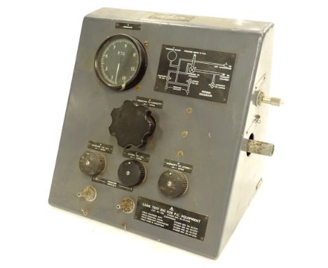 A Bryans Aeroquipment test rig, for PC equipment, control panel number 1703/2, with front dial and knops, 40cm high, 38cm wid