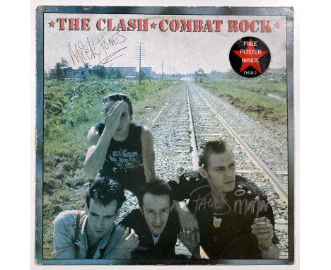 A copy of The Clash - Combat Rock (FMLN 2, printed inner sleeve, no poster) - signed to front of sleeve by Joe Strummer (fain