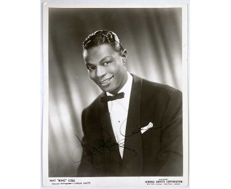 Nat King Cole, vintage 10x8 glossy and early b&w publicity photo clearly and boldly signed with his name alone to the base of