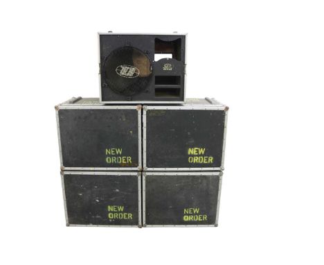 Five flight cases from Peter Hook's personal collection. Speaker components have since been removed and one is missing the ca