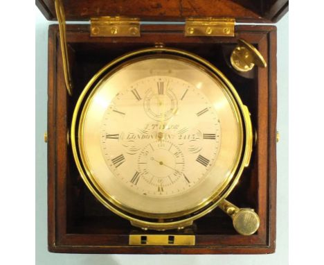 A marine chronometer, the four-inch silvered dial signed J Taylor, London, No.2415, with subsidiary State of Wind and seconds
