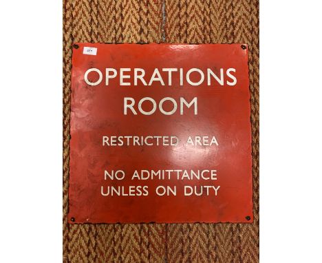 AN 'OPERATIONS ROOM' ENAMEL SIGN 