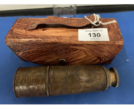 A LEATHER MARINE TELESCOPE AND CASE DOLLOND LONDON 